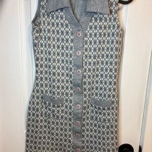 Gray Sleeveless Button-Up Dress